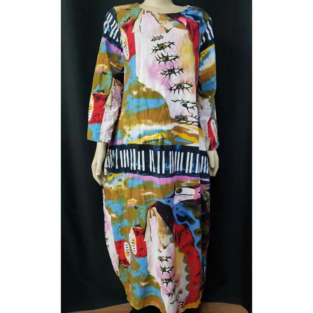 Rare Multicolor Eyes Printed Leyendlook Women's Boho Hippie Tunic Sz 3XL #C